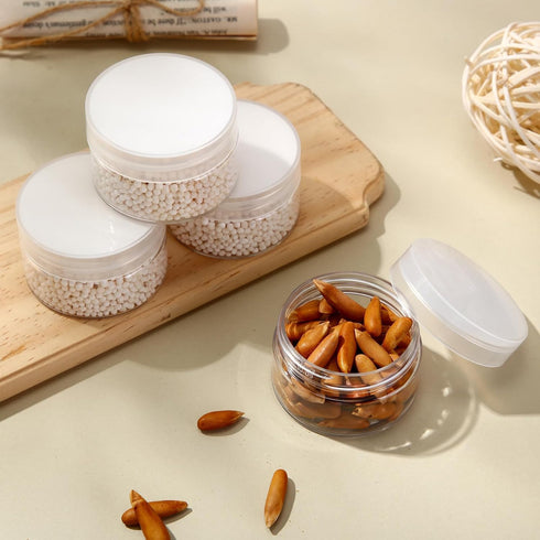 SATINIOR 6 Pack 4 oz Plastic Jars Containers with Lids Wide-mouth Refillable Leakproof Reusable Round Empty Jars for Travel Cosmetic Dry Food Spic...